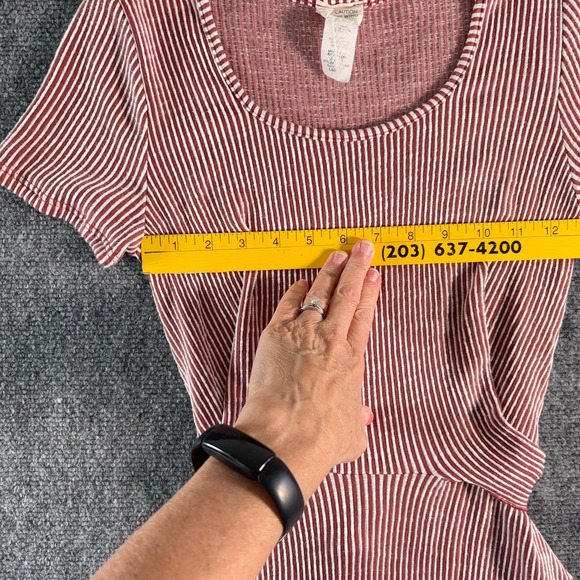 Caution to the Wind (Anthropologie) Red and White Striped Scoop Neck Dress Large - Picture 5 of 6